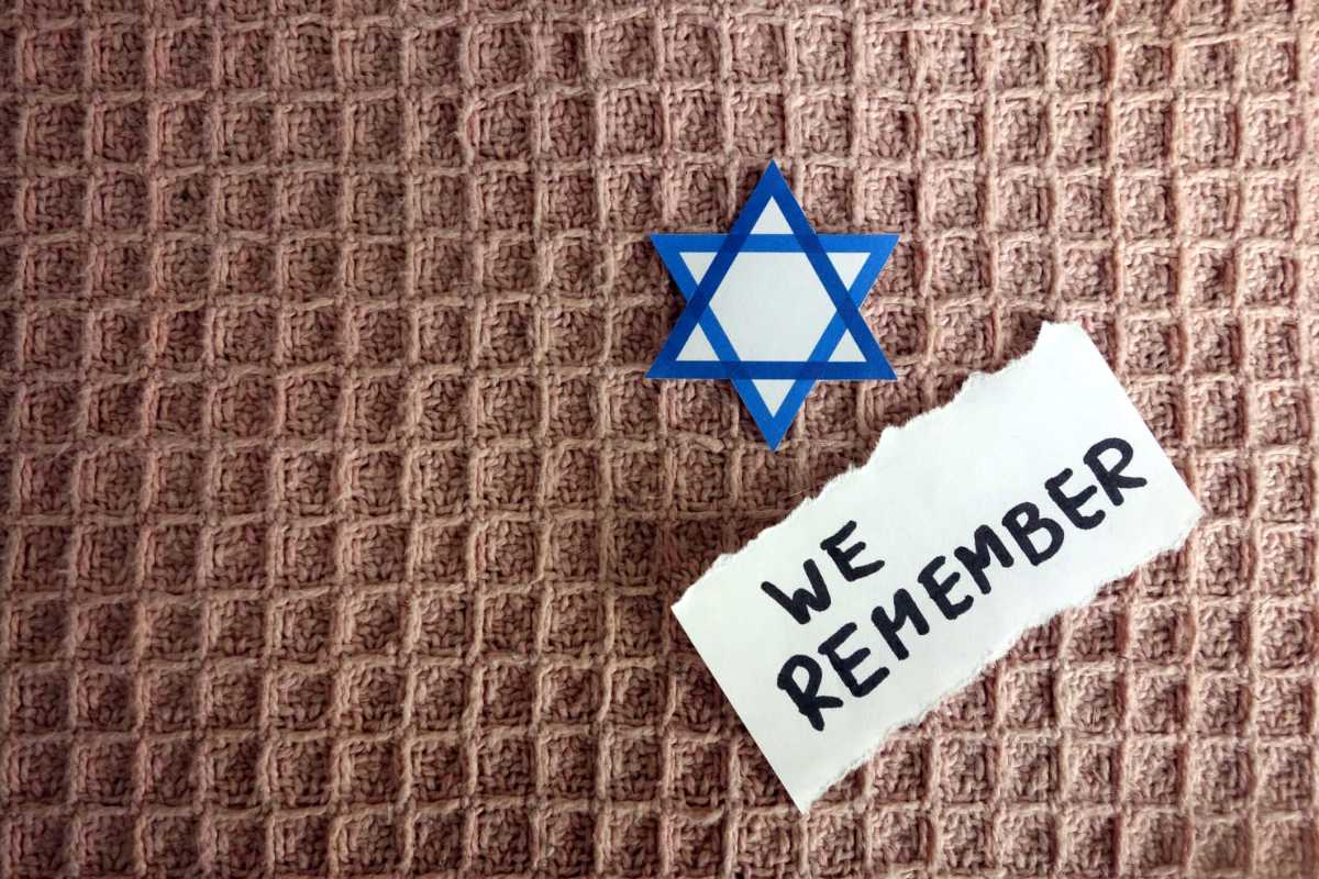 Star of David with text we remember, Holocaust memory day