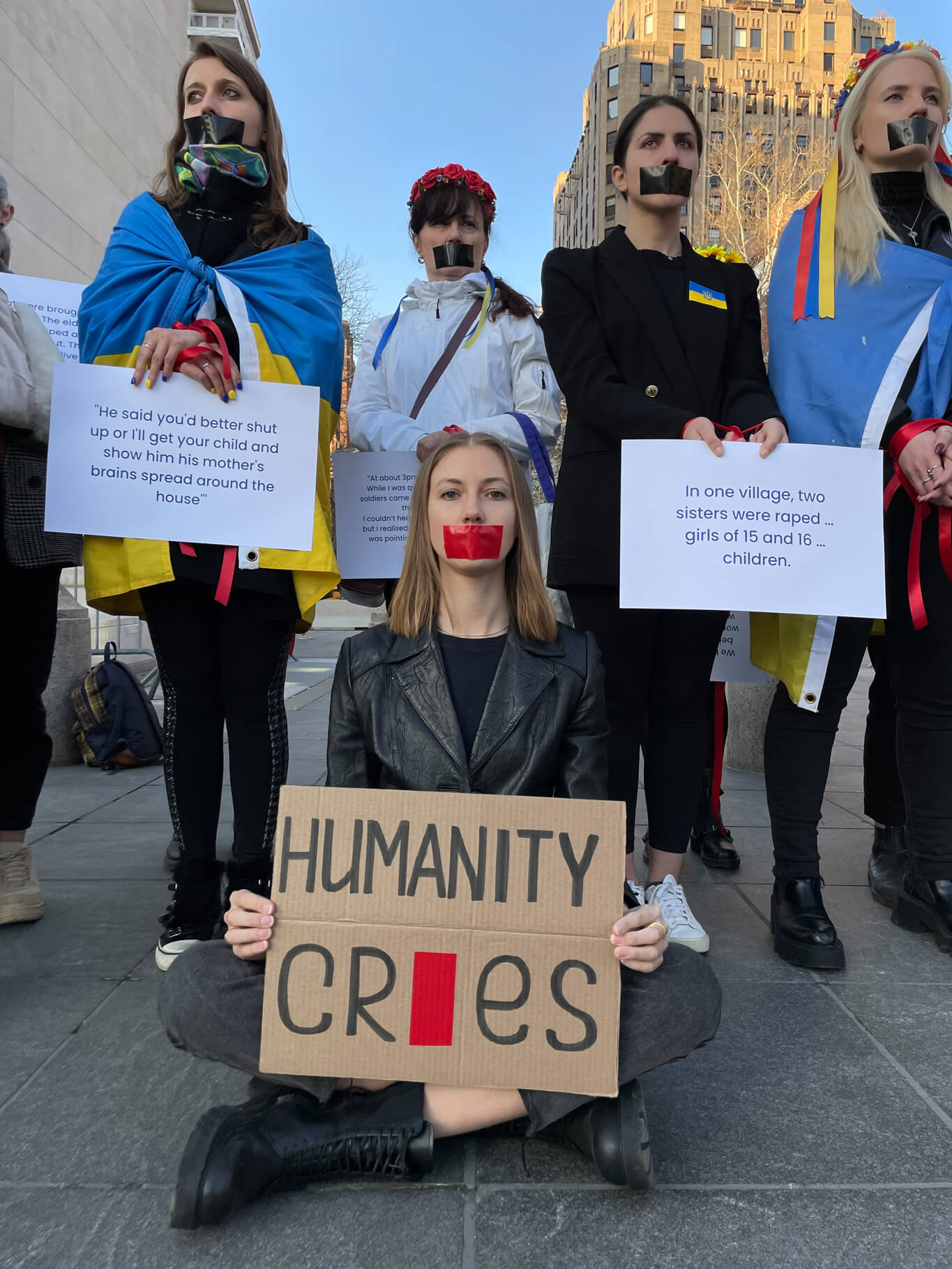Ukrainian women in Washington Square Park protest war rapes in their country 4