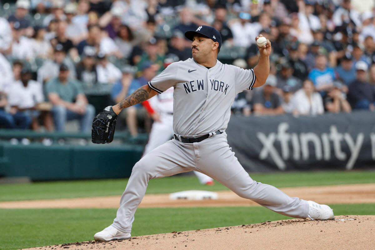 Yankees starting pitcher Nestor Cortes delivers a pitch.