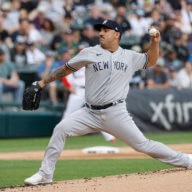 Yankees starting pitcher Nestor Cortes delivers a pitch.