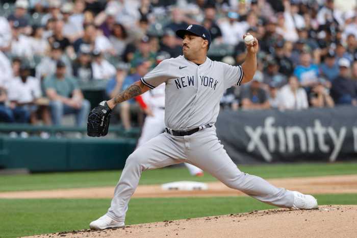 Yankees starting pitcher Nestor Cortes delivers a pitch.