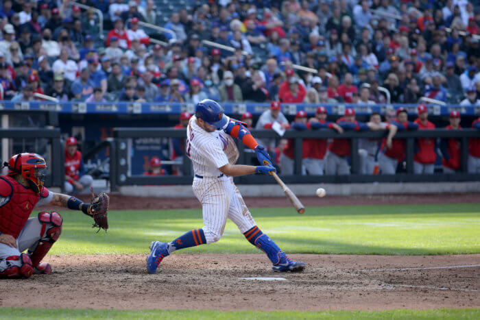 Mets first baseman Pete Alonso hits a game winning 2 run home run against the St. Louis Cardinals in the 10th inning at Citi Field.