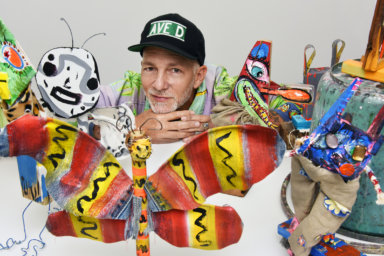 Scooter LaForge with his latest creations at the Theodore gallery