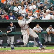 Yankees outfielder Aaron Judge connects on his 3rd inning solo home run against the Baltimore Orioles at Camden Yards.