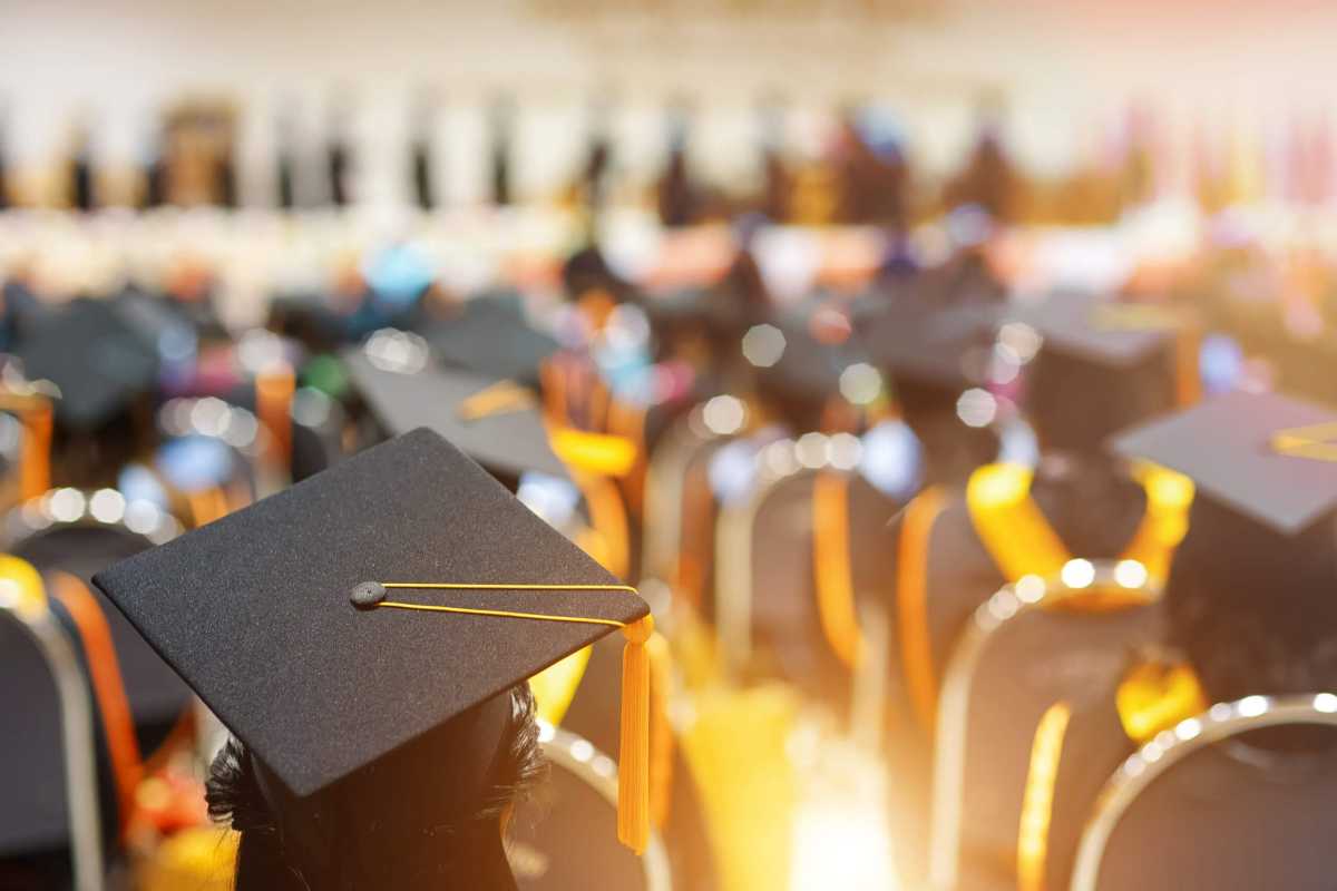 Graduates in graduation ceremony