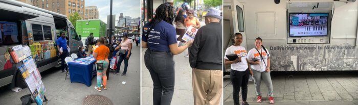 City agency mobile units at Roberto Clemente Plaza are raising awareness about resources and benefits to rental owners and brokers who house voucher holders