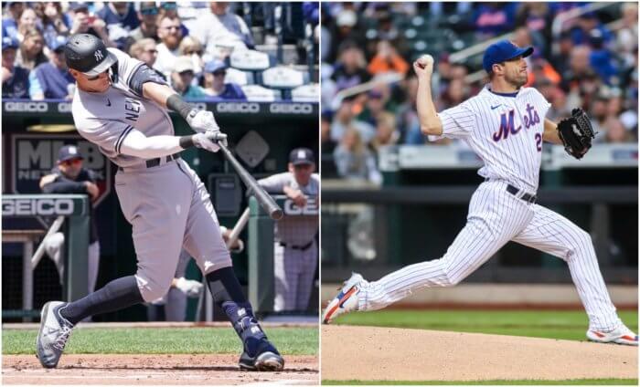 Yankees outfielder Aaron Judge (left), and Mets pitcher Max Scherzer (right).