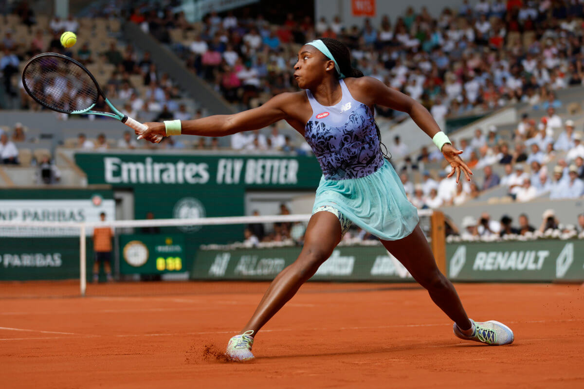 Coco Gauff hits a winner in her semi-final