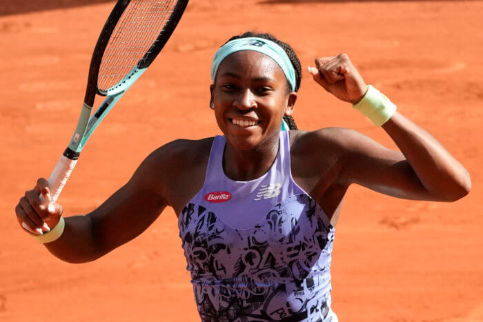 Coco Gauff celebrates her trip to the French Open Final