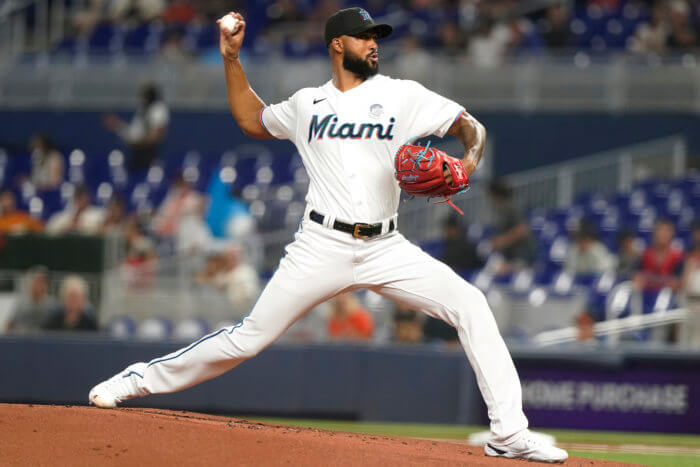 Sandy Alcantara delivers a pitch in 2022 MLB action