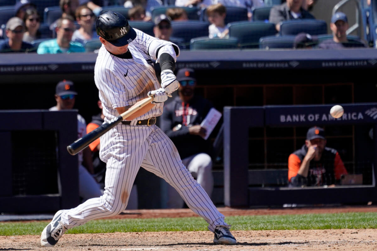 Yankees' Josh Donaldson swings at a pitch.