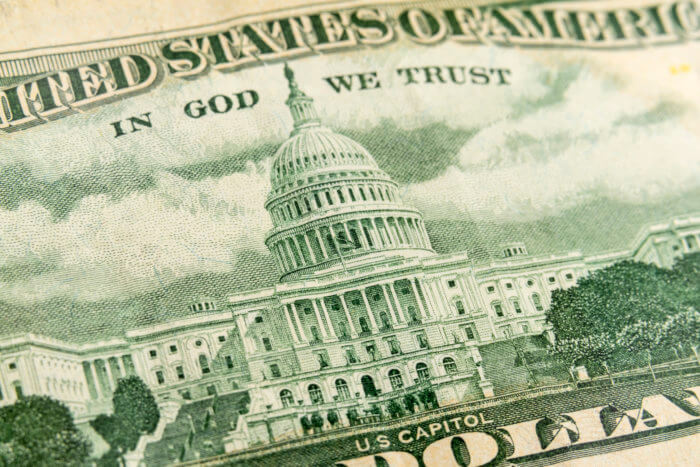 US Capitol Building US Fifty Dollar Bill Close Up