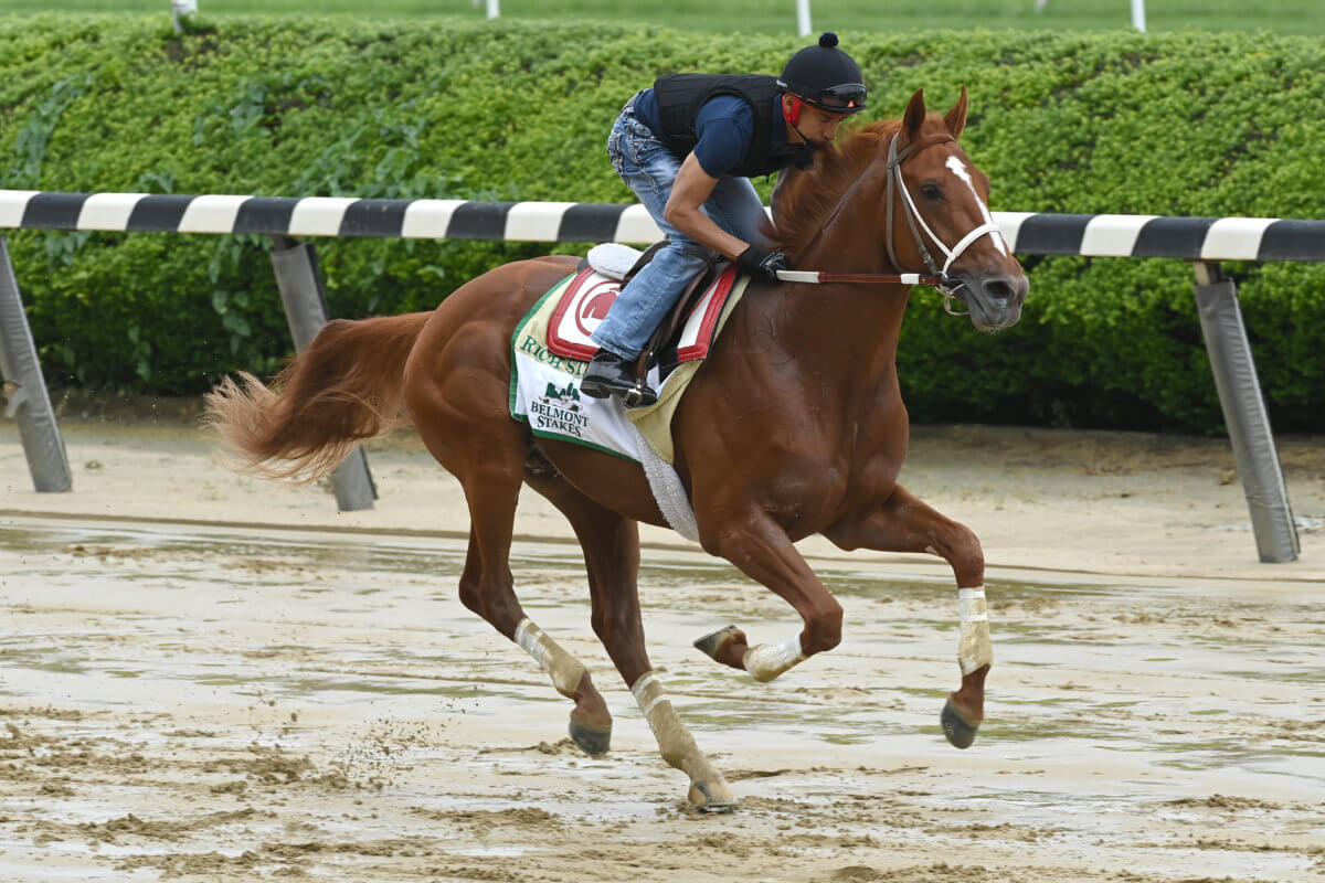 Rich Strike preps for the Belmont Stakes