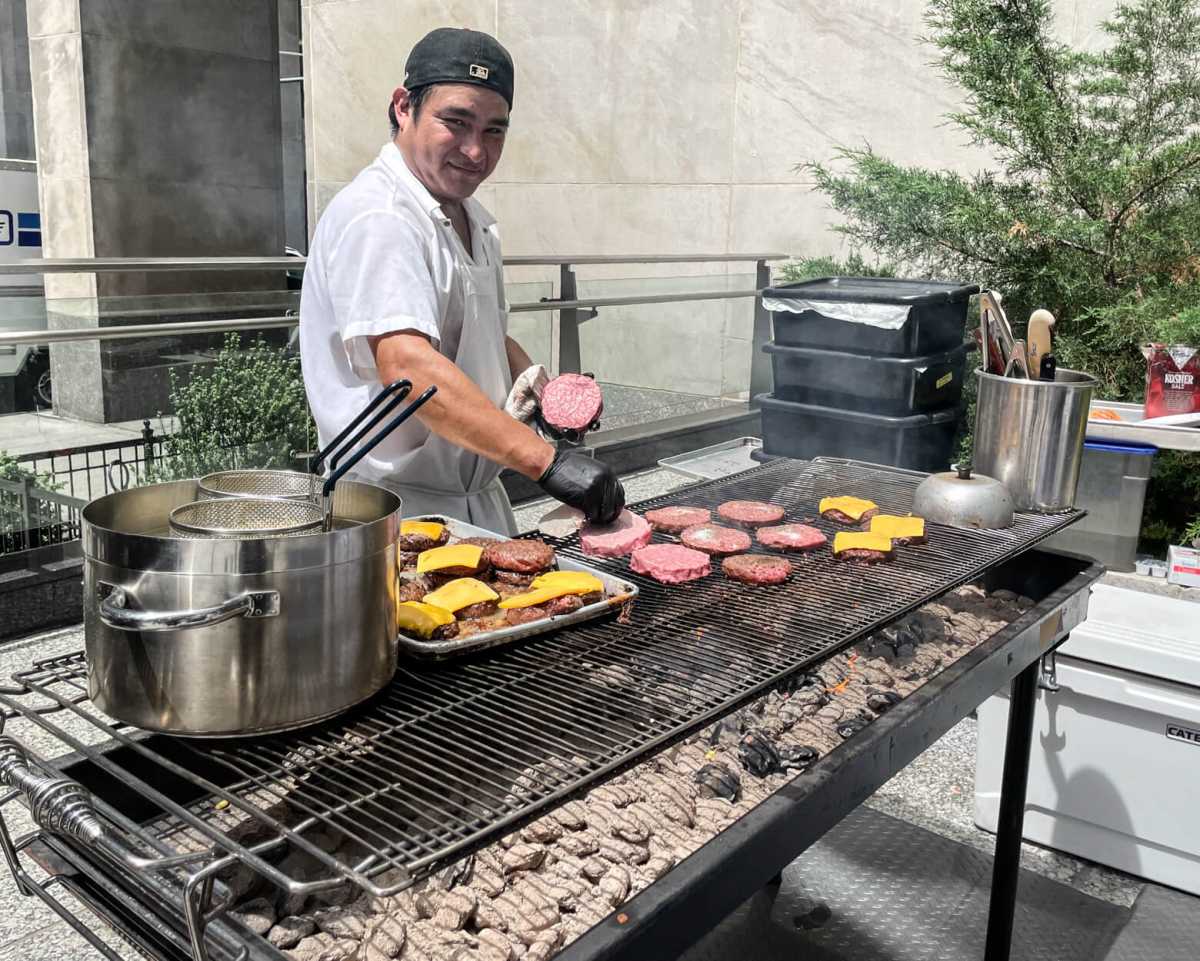 Brisket burgers hot off the grill from Watermark Bar.