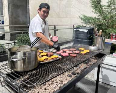 Brisket burgers hot off the grill from Watermark Bar.