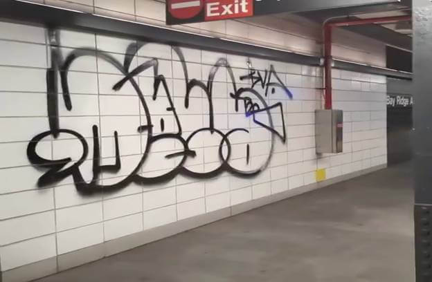 NYPD cuffs serial Brooklyn graffiti vandal