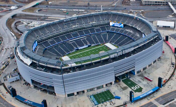 MetLife Stadium, home of Denzel Mims, Elijah Moore, Sheldon Rankins, and the Jets.