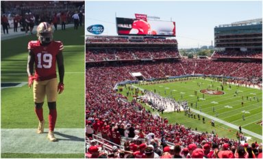 Deebo Samuel (left) and 49ers home Levy Park (right).