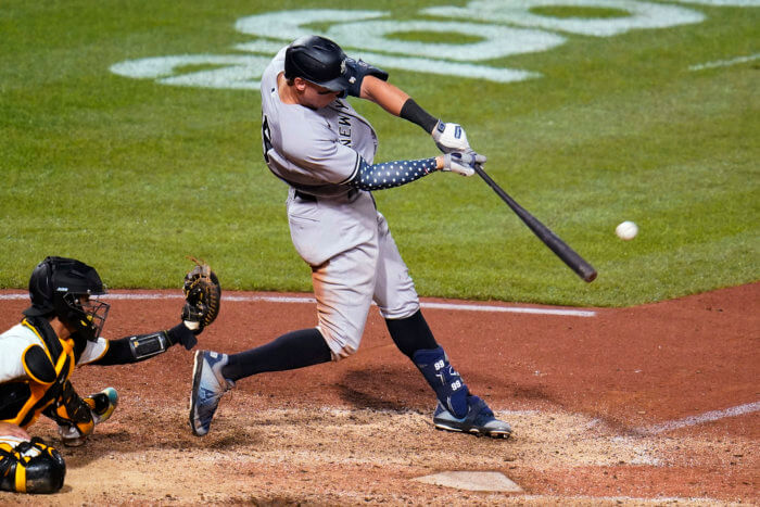 Aaron Judge hits a grand slam off Pittsburgh Pirates relief pitcher Manny Banuelos on July 6.