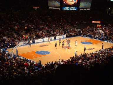 The Knicks home court at Madison Square Garden.
