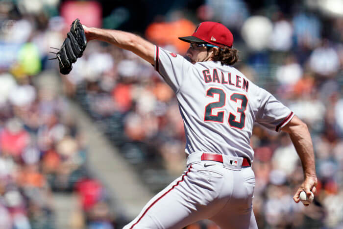 Zac Gallen pitches in an MLB game