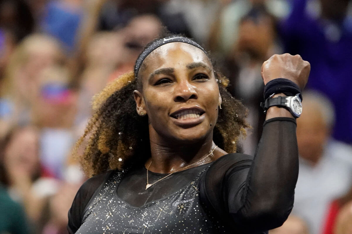 Serena Williams celebrates a win at the 2022 US Open