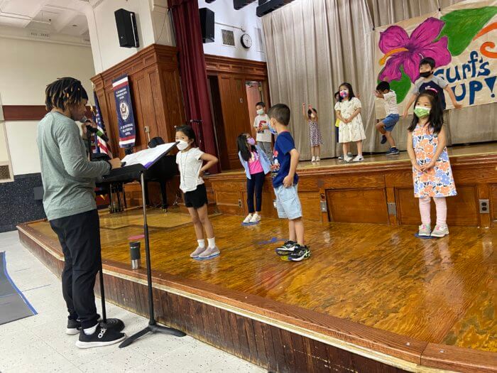 Children attend a dance and singing class at the PS 130 Summer Rising program.