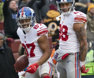 Giants' receiver Shepard (left) playing against the Washington Redskins in 2018.