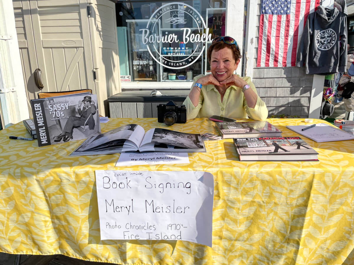 Book signing on dock near the ferry.