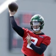 Jets quarterback Zach Wilson takes part in drills