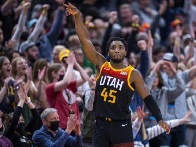 Former Utah Jazz guard Donovan Mitchell, who is now a member of the Cleveland Cavaliers.