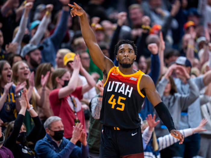 Former Utah Jazz guard Donovan Mitchell, who is now a member of the Cleveland Cavaliers.