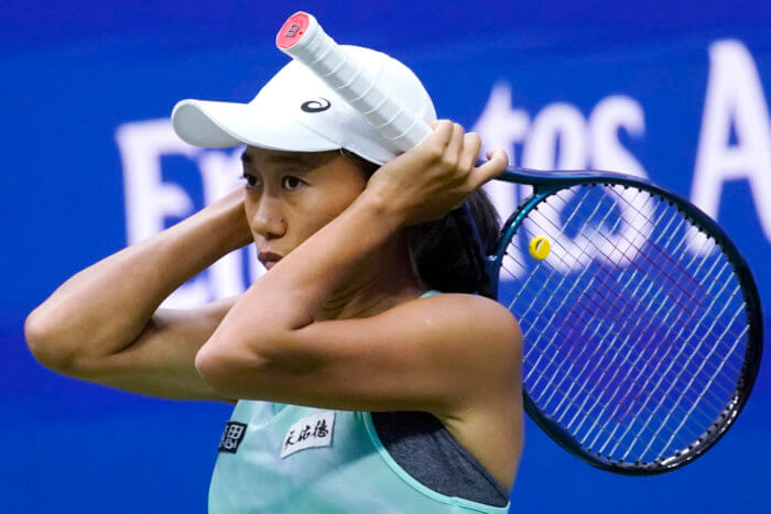 Shuai Zhang in her loss to Coco Gauff at the US Open