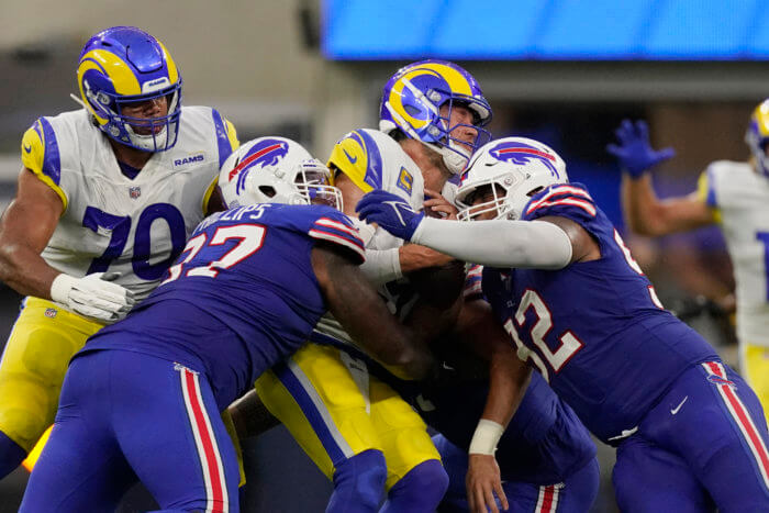 Buffalo Bills overcome mistakes to earn a statement win, dismantling the Los Angeles Rams 31-10 2 The Buffalo Bills hounded Matthew Stafford all game