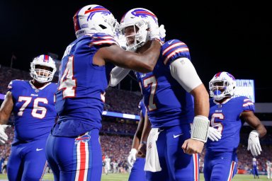 Buffalo Bills celebrate a victory
