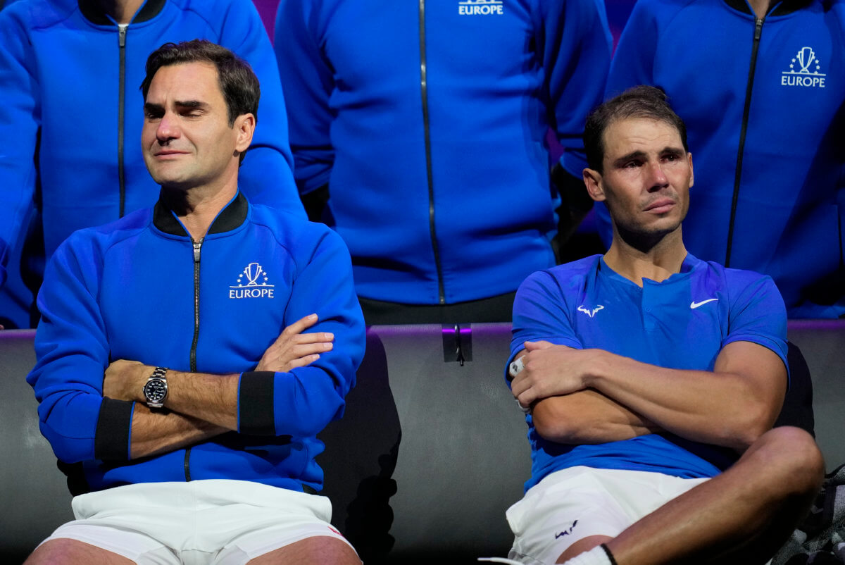 Roger Federer and Rafael Nadal as Federer retires