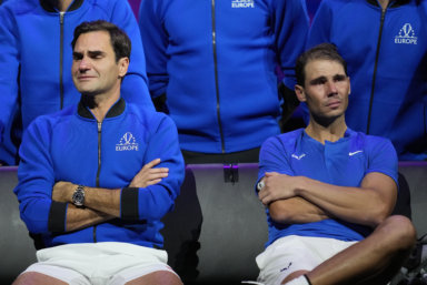 Roger Federer and Rafael Nadal as Federer retires