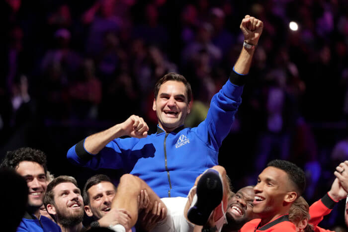 Roger Federer retirement final after he and Nadal lose to Americans Jack Sock and Frances Tiafoe at Laver Cup 2 Roger Federer after his final match at the Laver Cup