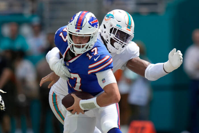 The Buffalo Bills struggled to protect Josh Allen on Sunday