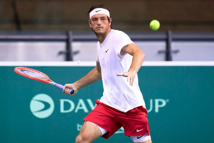 Taylor Fritz competes for American men's tennis in the Davis Cup