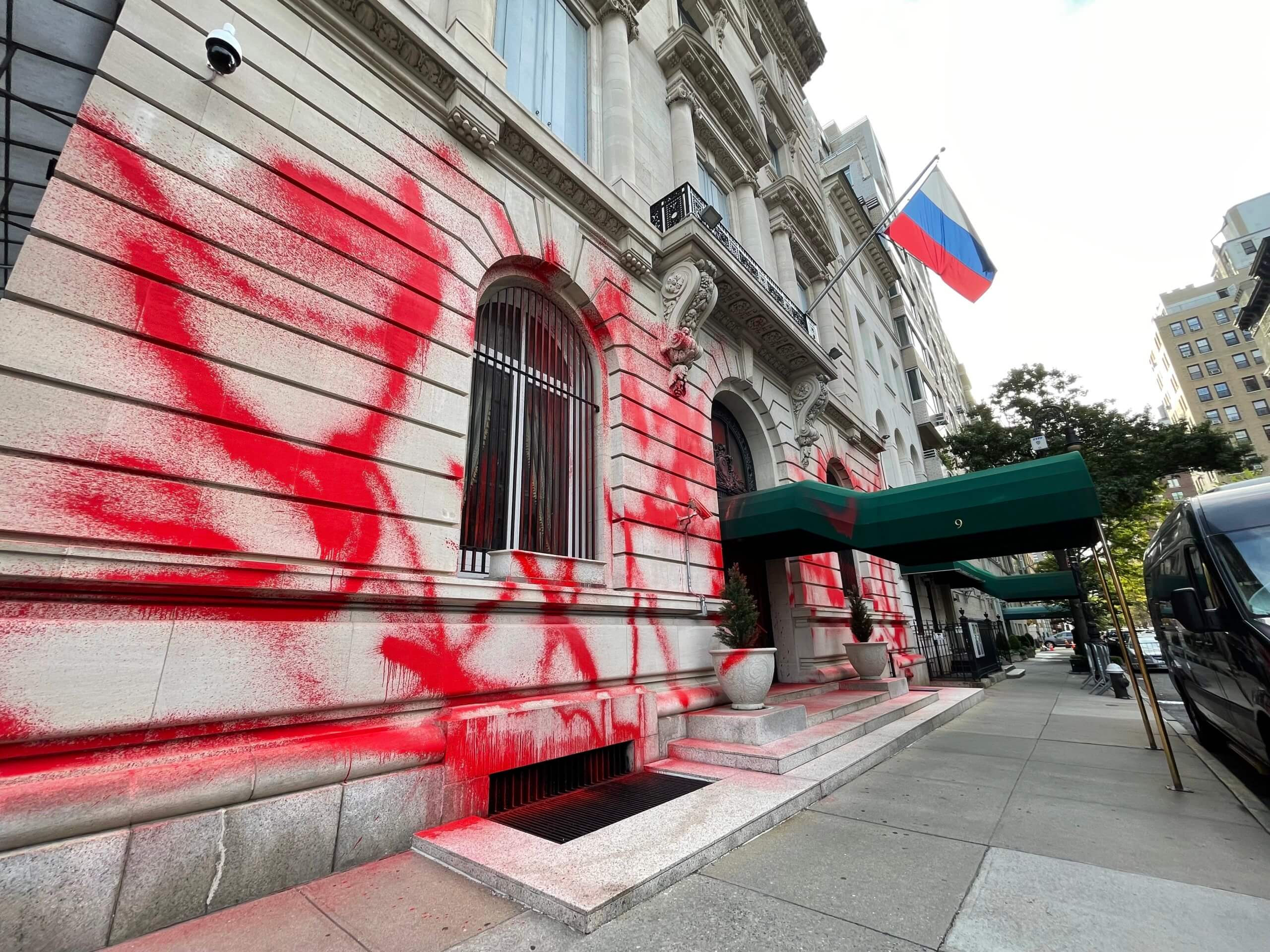 Russian Consulate Building On Upper East Side Doused In Red Paint In