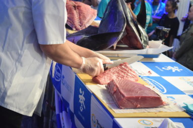 The tuna cutting demonstration at True World Foods Sushi Expo