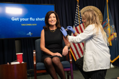 Governor Kathy Hochul gets a flu shot