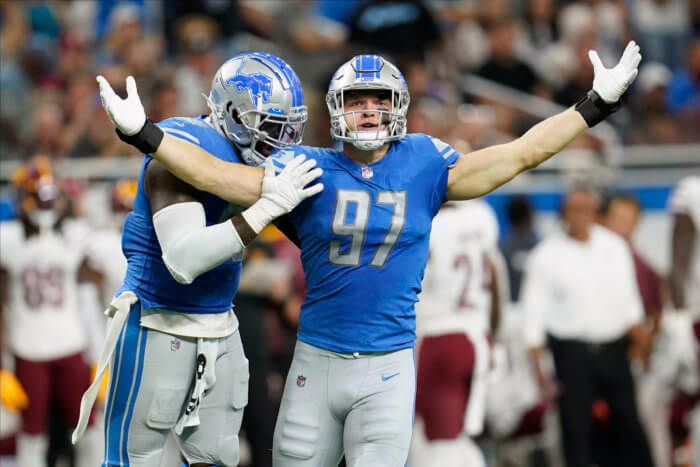 Lions defensive end Aidan Hutchinson is in the running for Defensive Rookie of the Year
