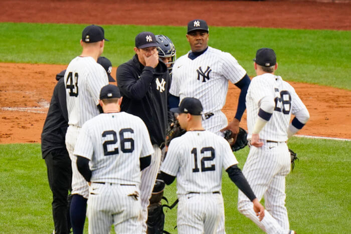 Yankees news: Gerrit Cole to start Game 1; Aroldis Chapman of yankees mlb jersey app f roster
