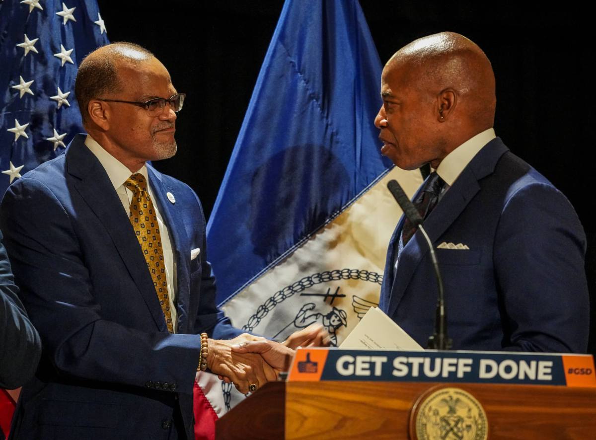 New York City's Schools Chancellor Banks and Mayor Eric Adams. The two announced that Financial aid is coming for students in temporary housing — including those who may be seeking asylum.