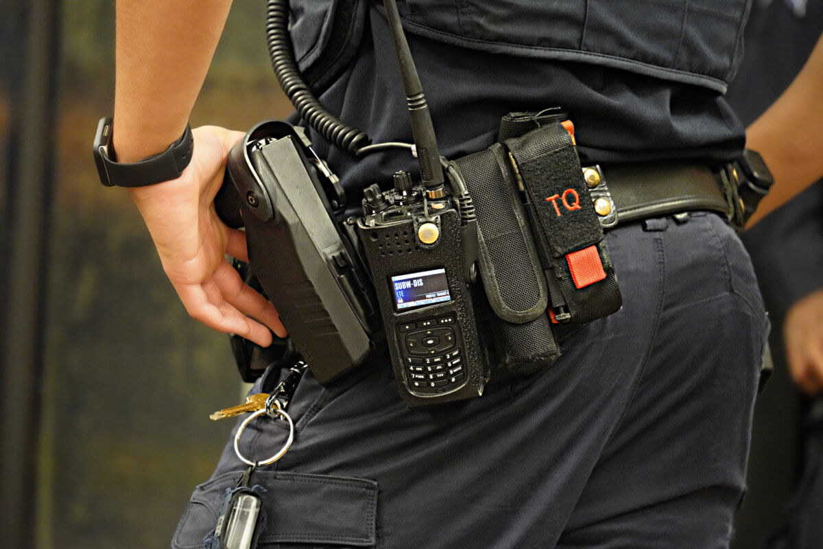 NYPD radio on officer's holster