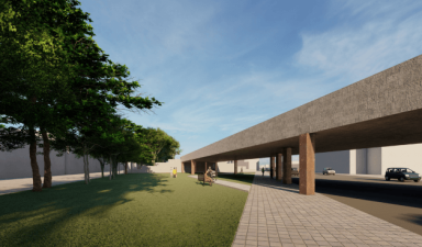 A rendering of an overpass on the proposed QueensLink.