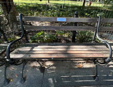 A bench in her name—Doris Diether reads: