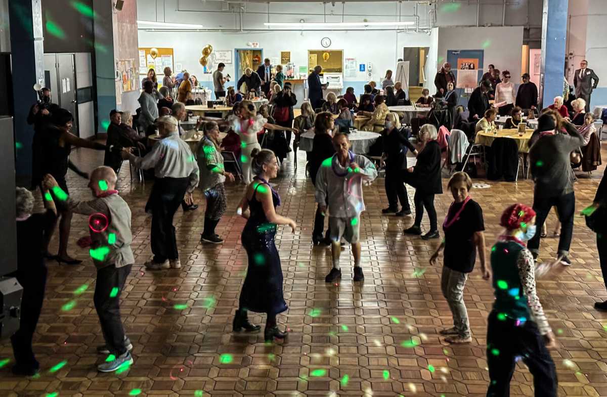 Under the disco lights, dancers and smoozers at the GH dance party.